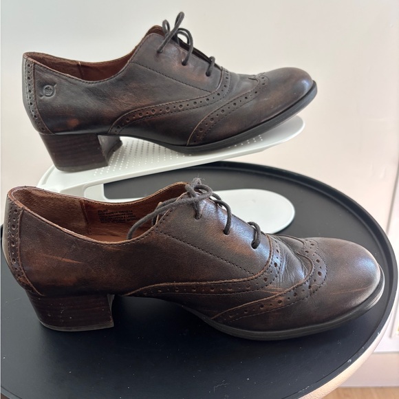 Born Brown Leather Lace-up Heeled Shoes - Picture 5 of 6